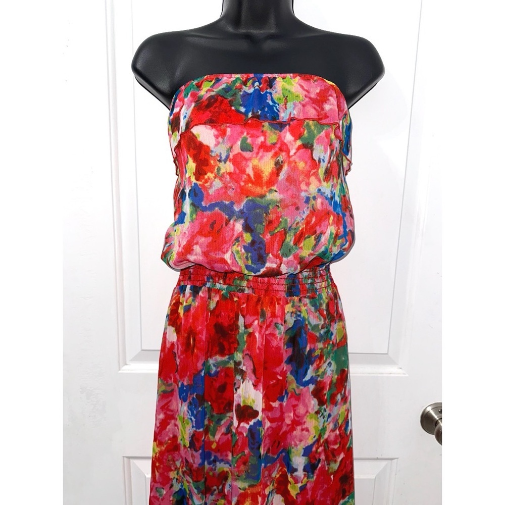L8teR Y2K colorful floral pattern Strapless maxi dress - Picture 4 of 6